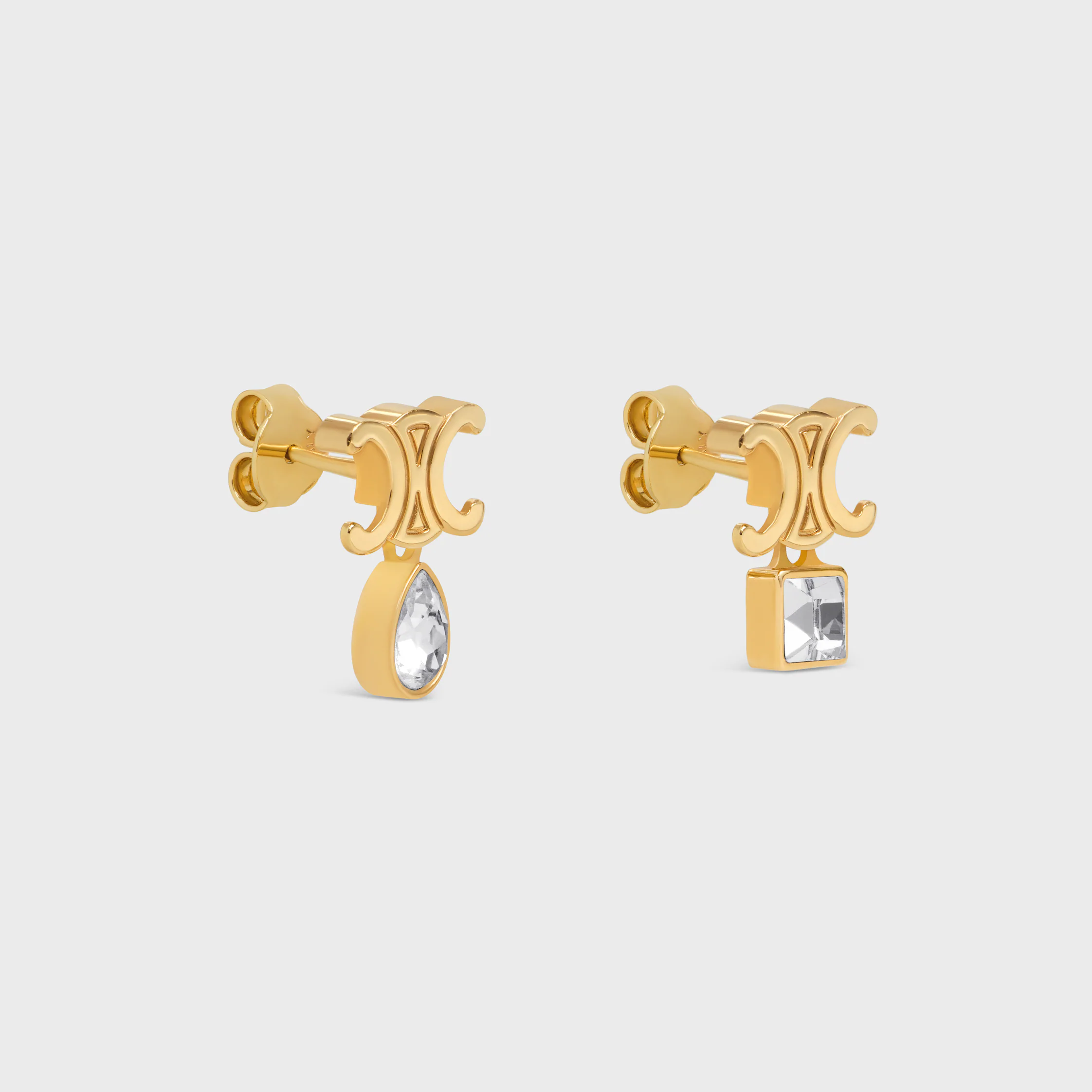 Brincos Triomphe Twinkle em Strass e Latão com Acabamento Dourado