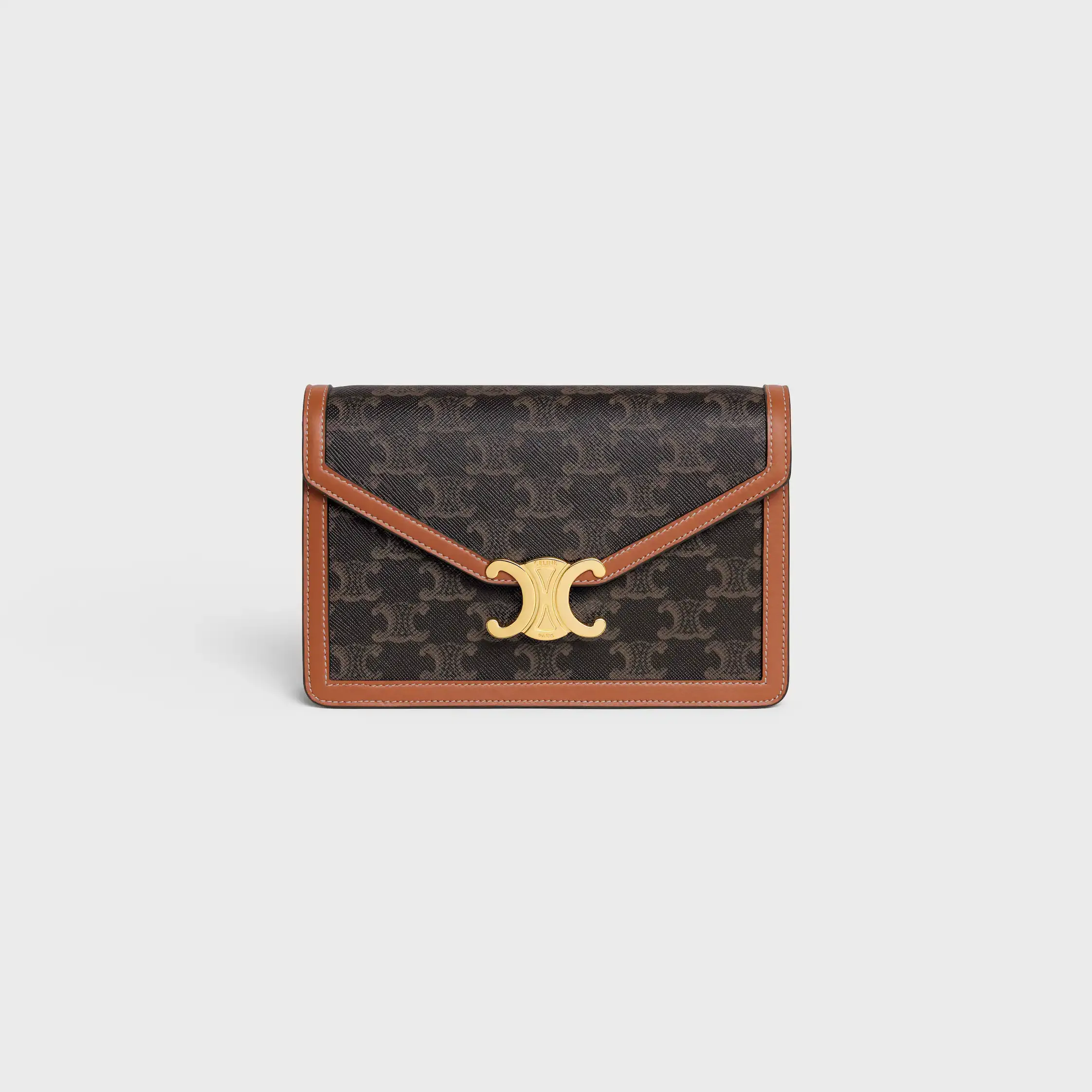 BOLSA DE MÃO MARGO EM TECIDO TRIOMPHE E COURO DE VACA