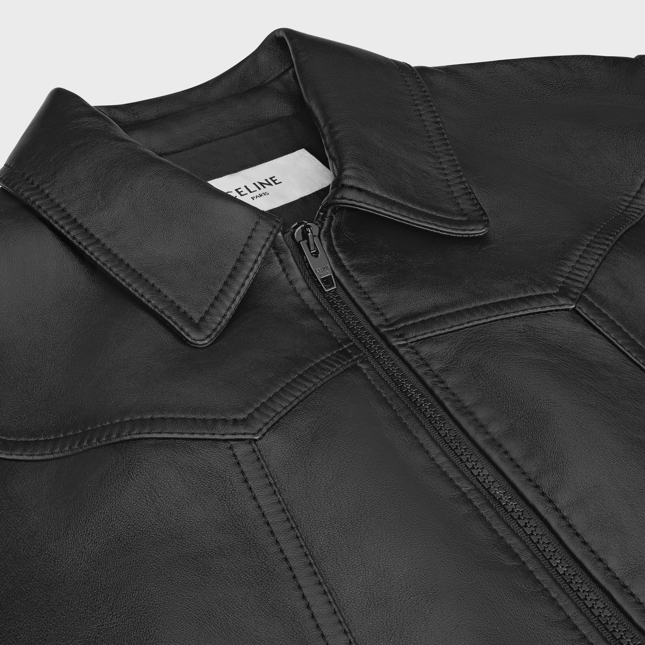 jaqueta solta blouson em couro de cordeiro macio