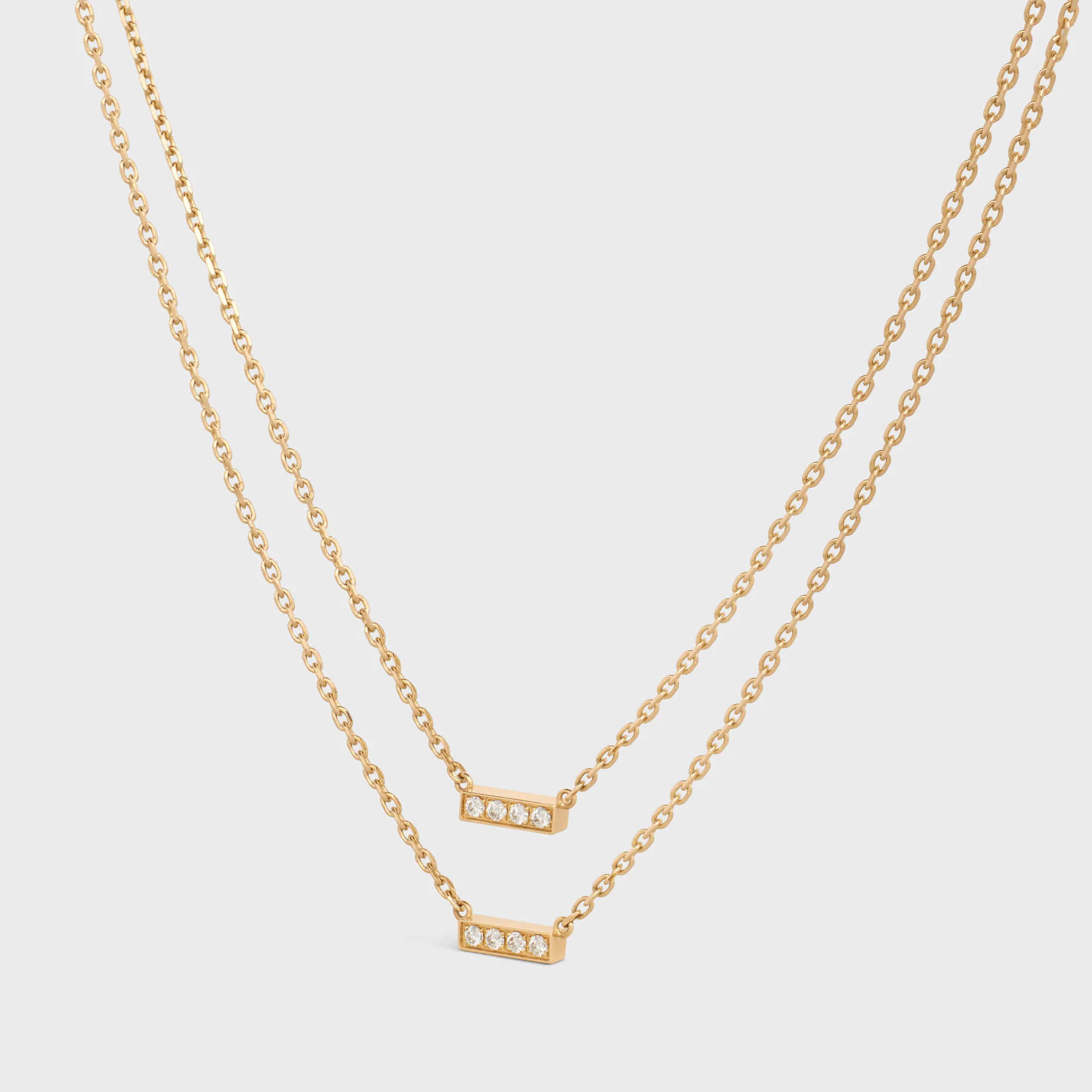 Colar Duplo Celine em Ouro Amarelo e Diamantes