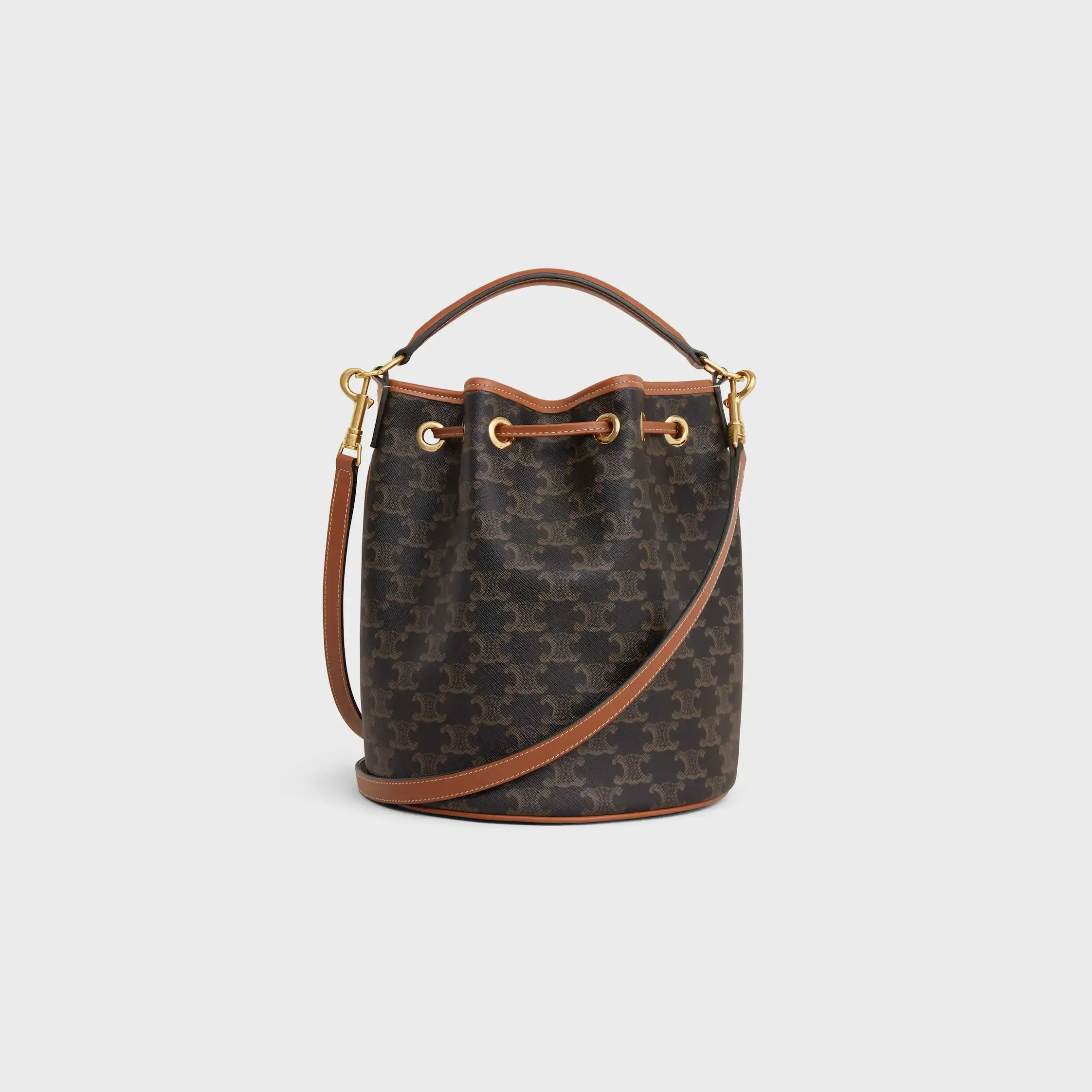 BOLSA CLARA EM TECIDO TRIOMPHE E COURO DE VACA
