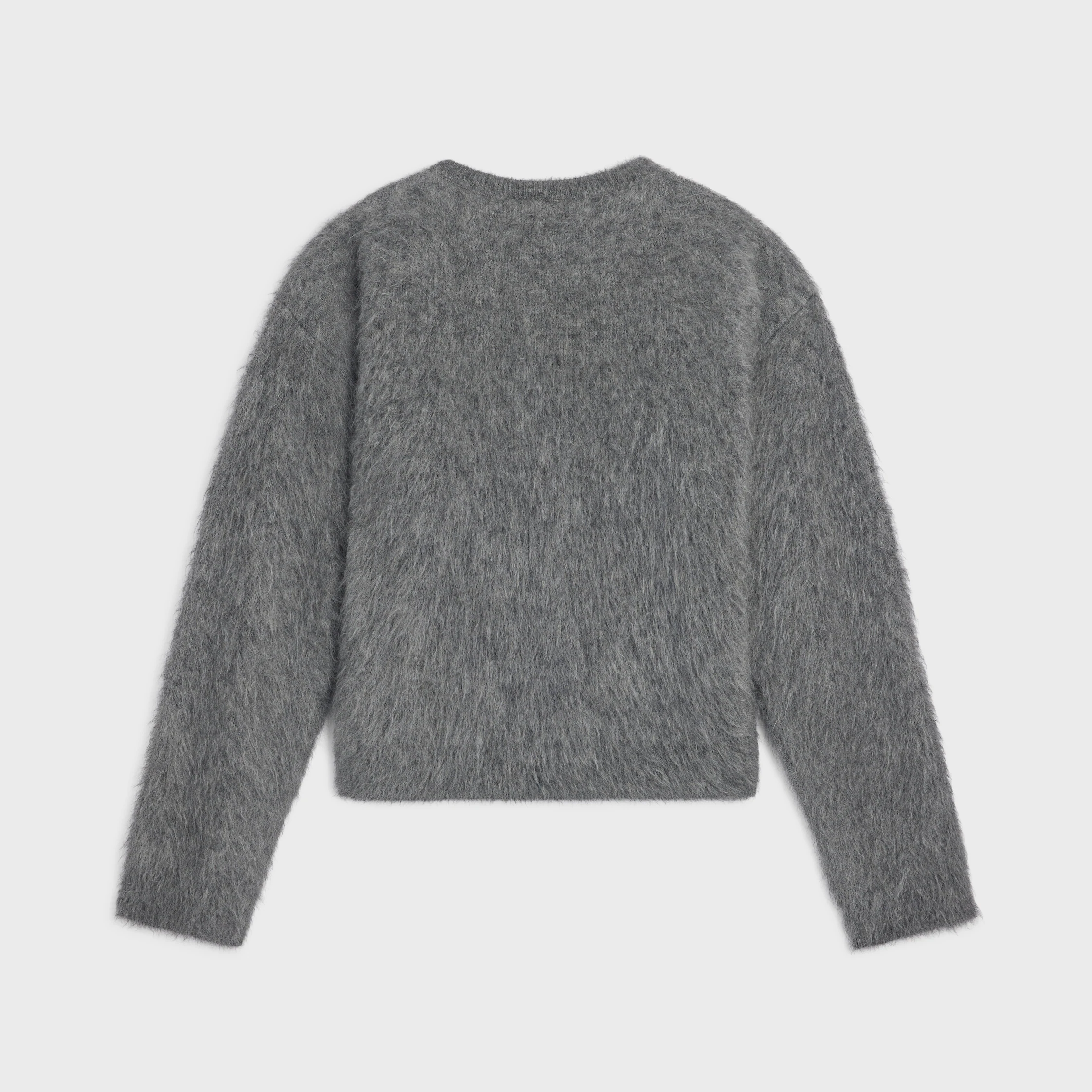 sweater com gola redonda em malha de mohair escovado