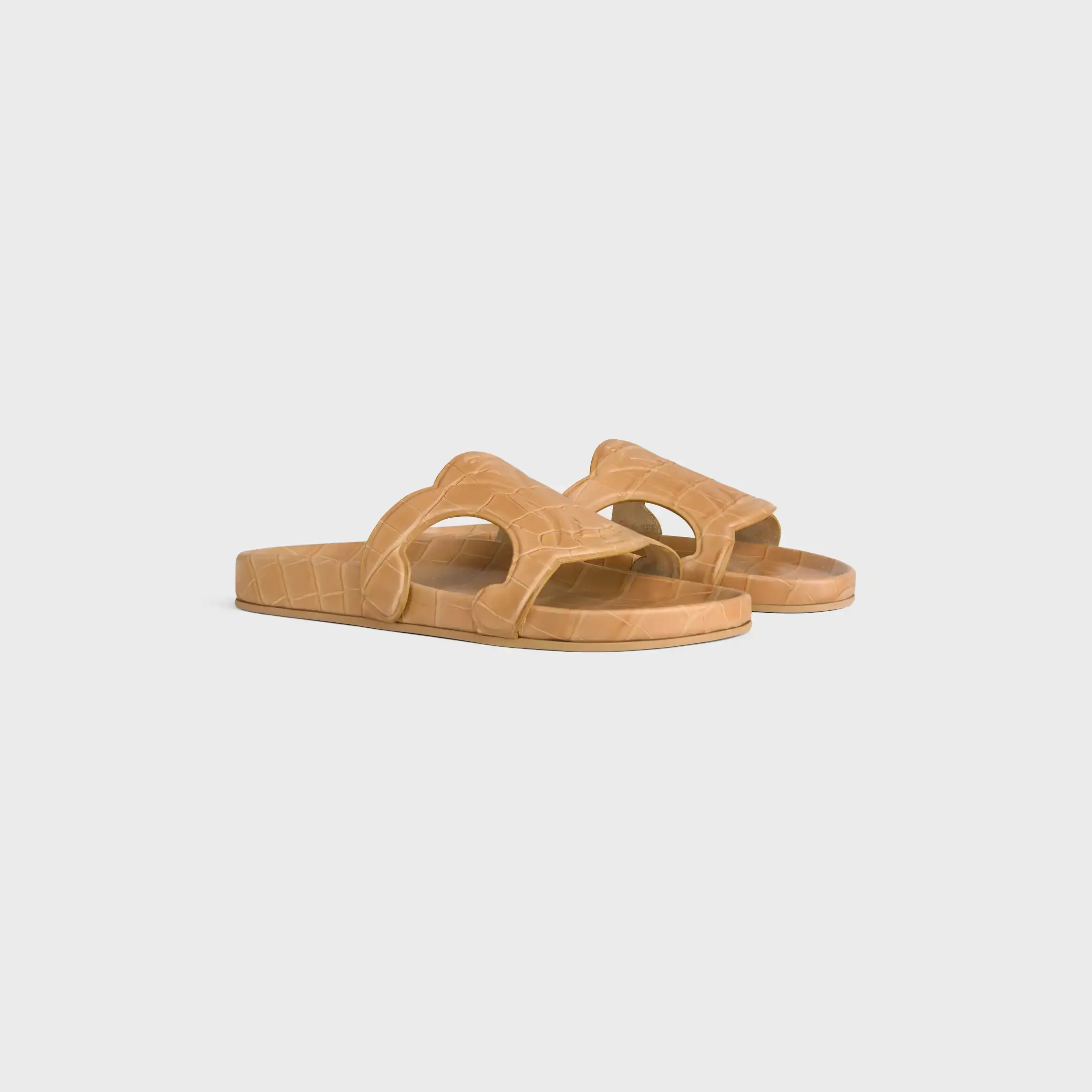 TRIOMPHE SLIDE EM COURO DE VACA ESTAMPADO COM ESTAMPAS DE CROCODILO
