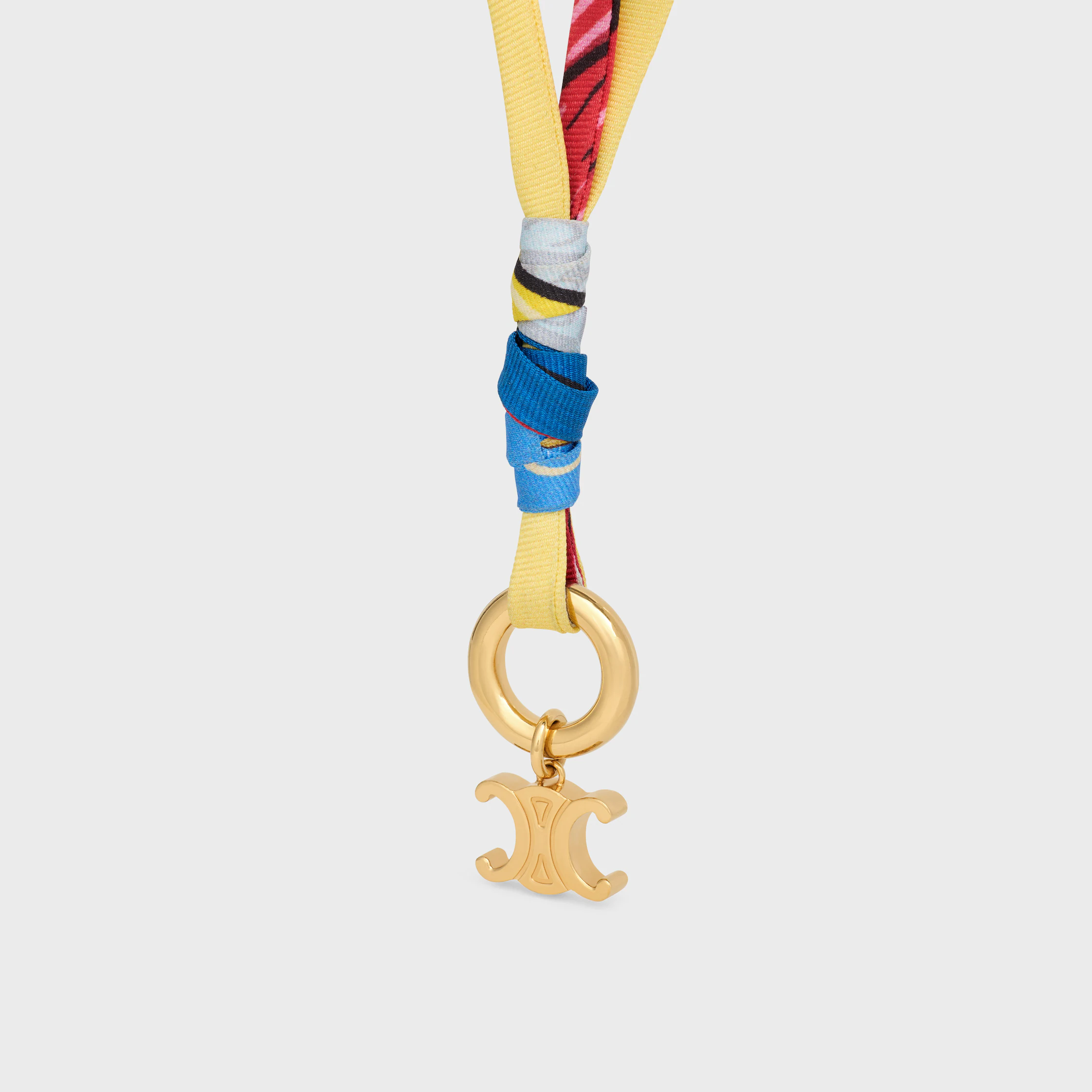 Colar de Cordon com Pingentes Celine em Seda e Latão com Acabamento Dourado