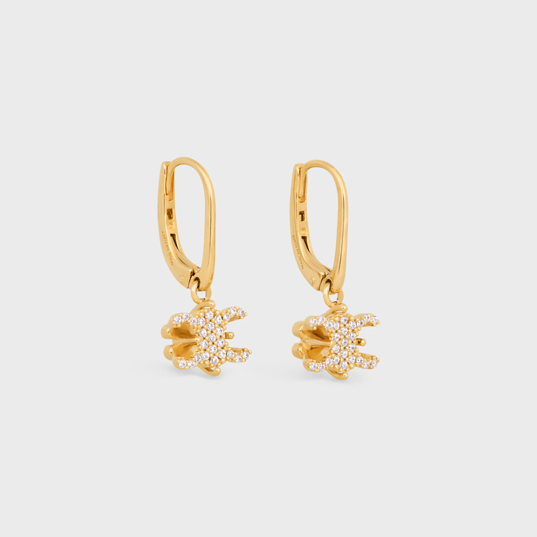 Brincos Triomphe Solitaire Sparkle em Strass e Latão com Acabamento Dourado