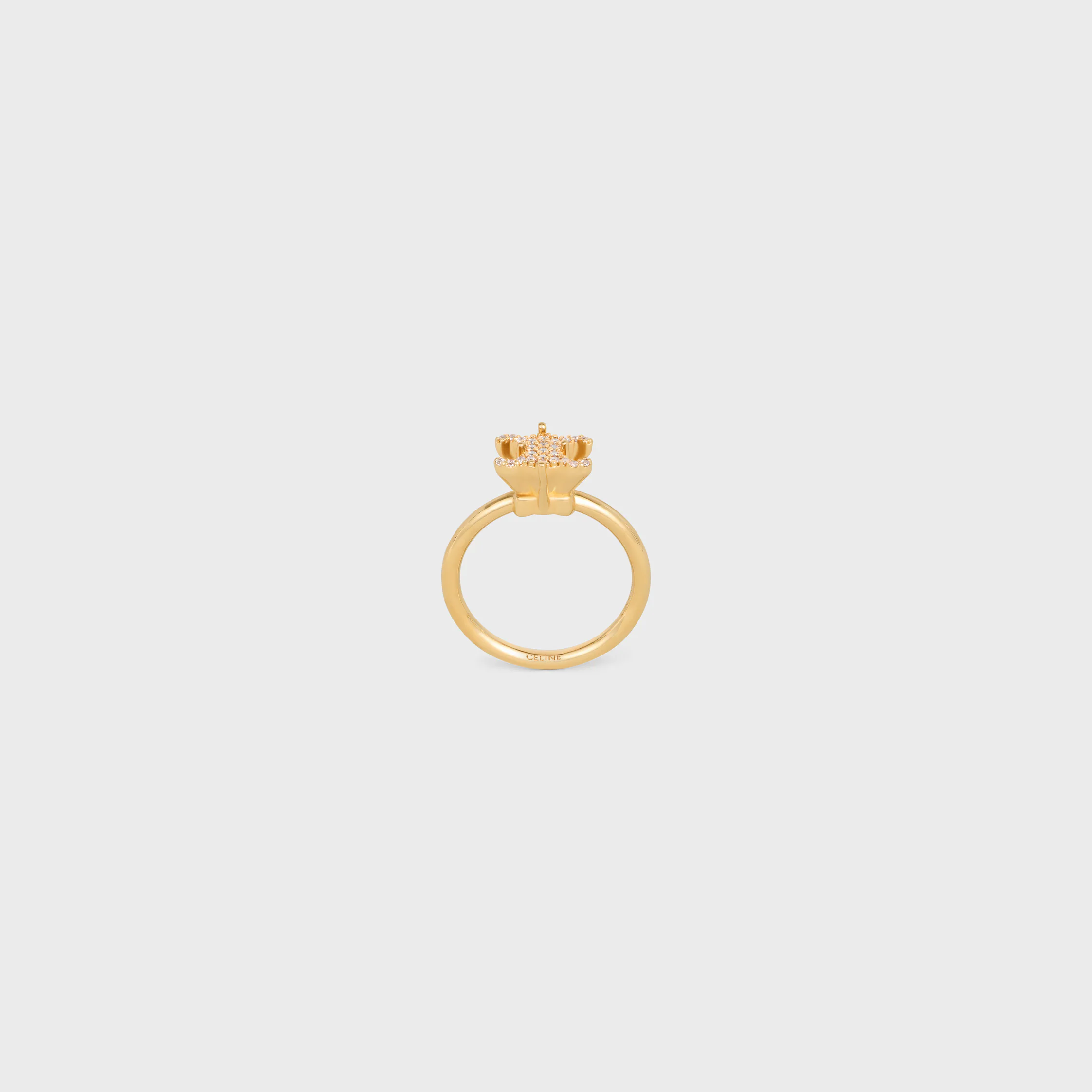 Anel Solitário Triomphe Sparkle em Strass e Latão com Acabamento Dourado