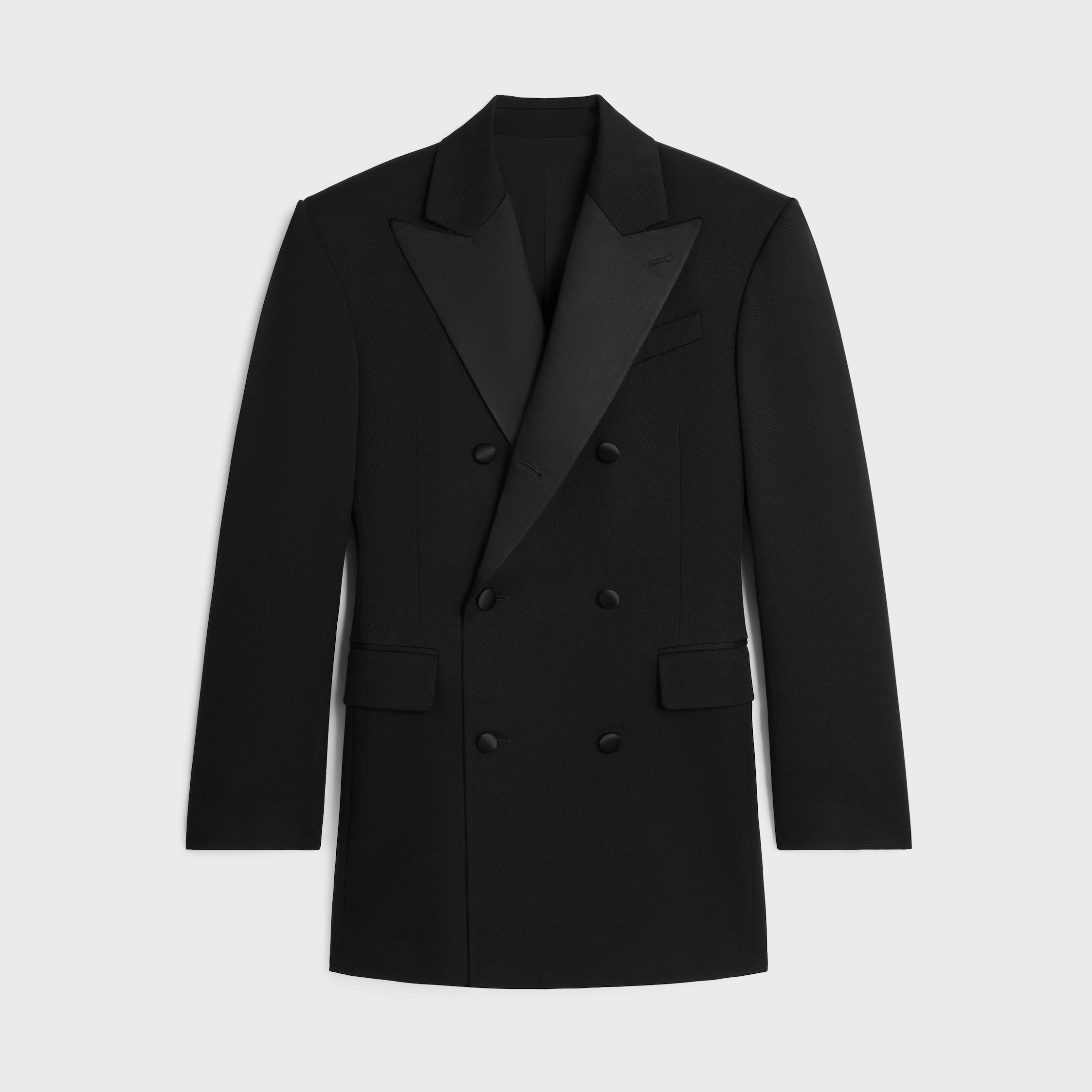 JAQUETA COLONNE TUX EM GABARDINA DE LÃ, MOHAIR