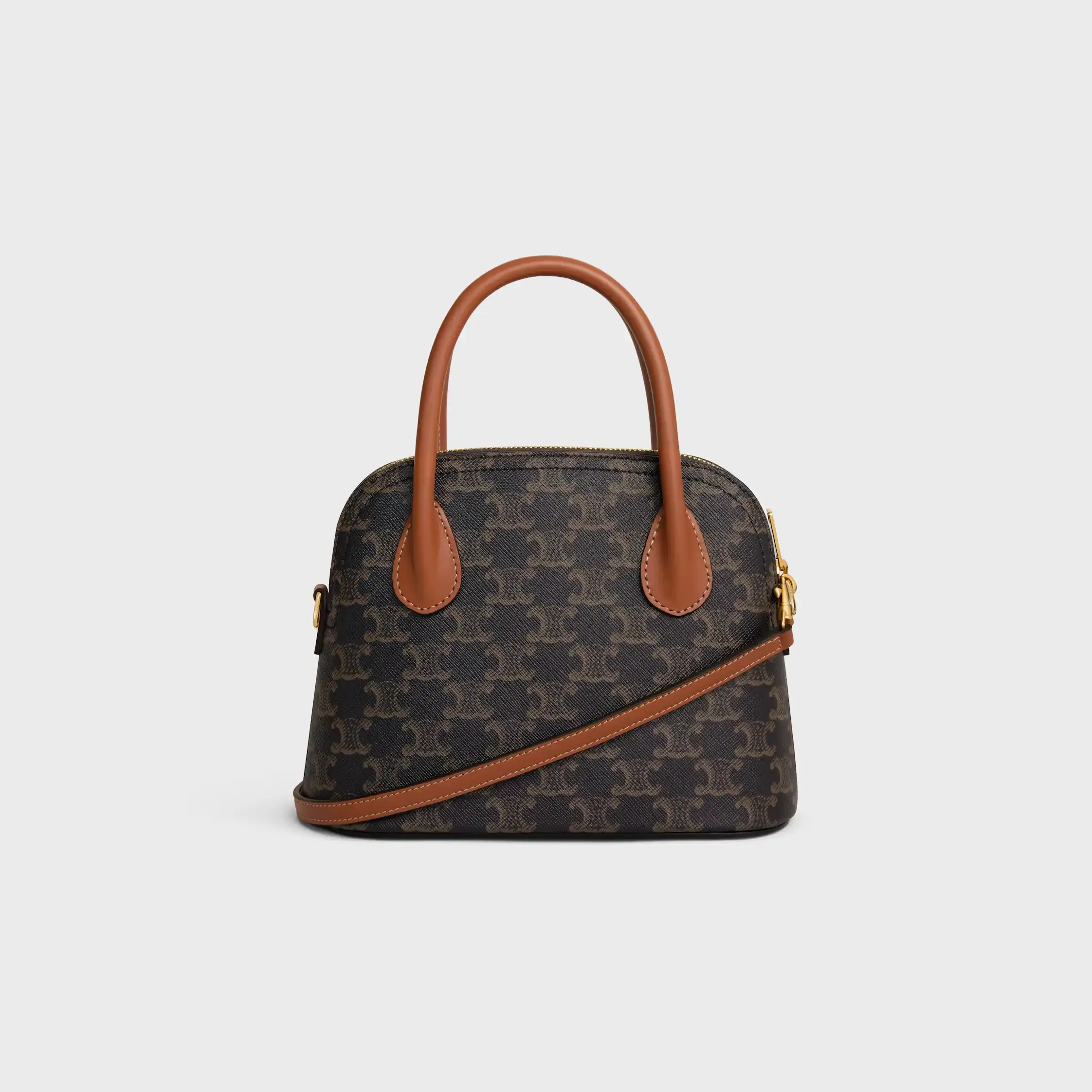 BOLSA TEEN HONORINE EM TECIDO TRIOMPHE E COURO DE VACA