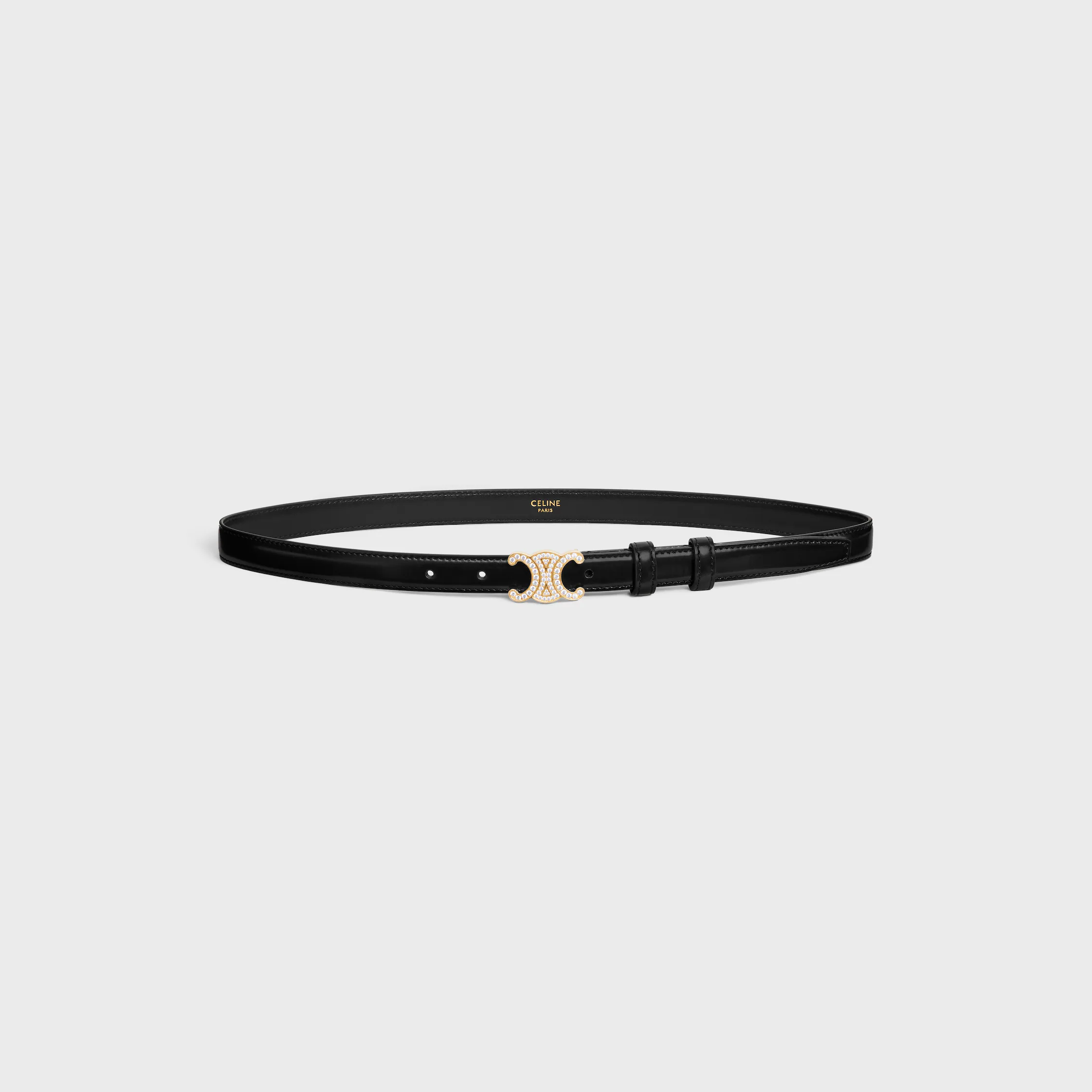 Cinto pequeno de 18 mm com triomphe e strass em couro Taurillon