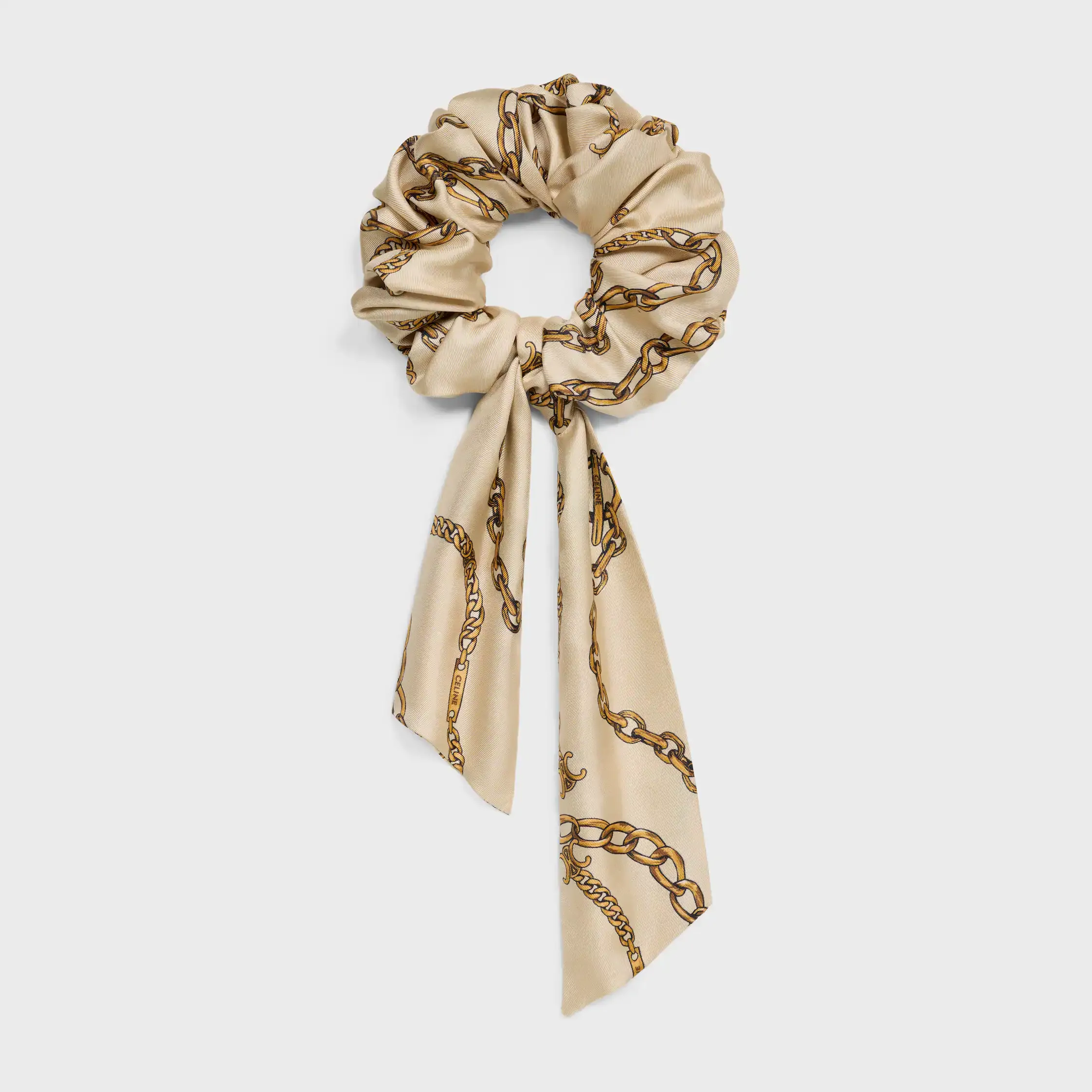 Celine Chains Bow Scrunchy em Seda