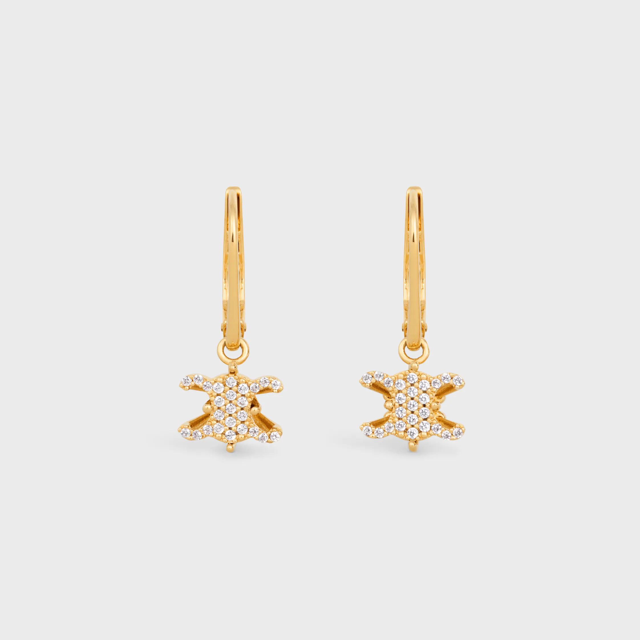 Brincos Triomphe Solitaire Sparkle em Strass e Latão com Acabamento Dourado