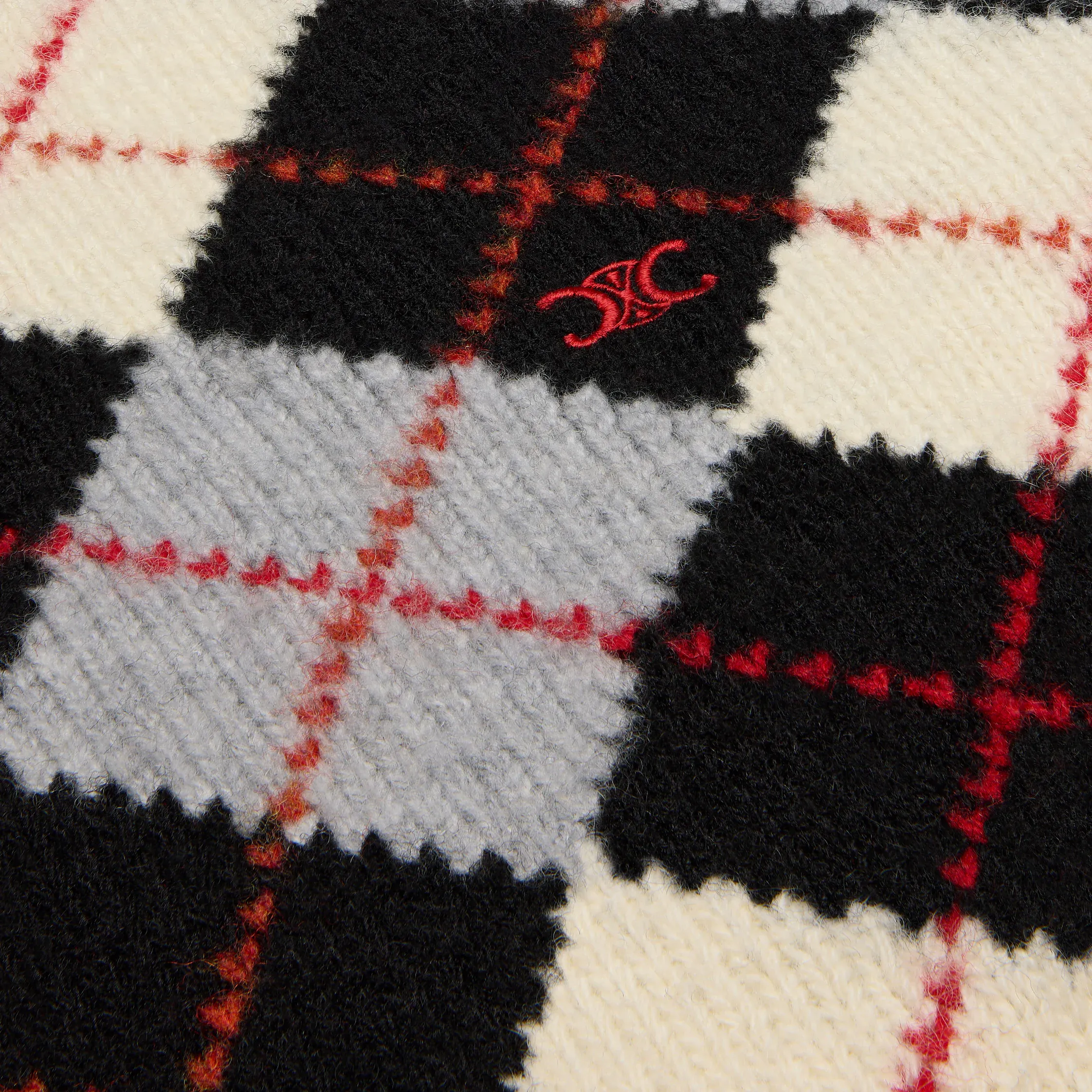 sweater de gola alta em lã argyle