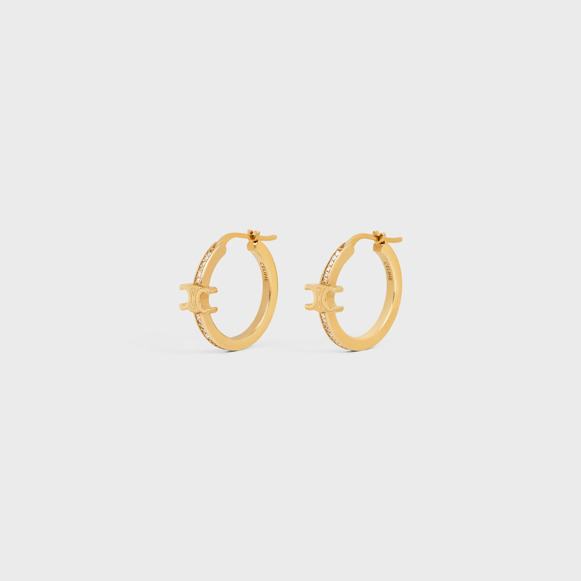 Brincos Triomphe Sparkle em Strass e Latão com Acabamento Dourado