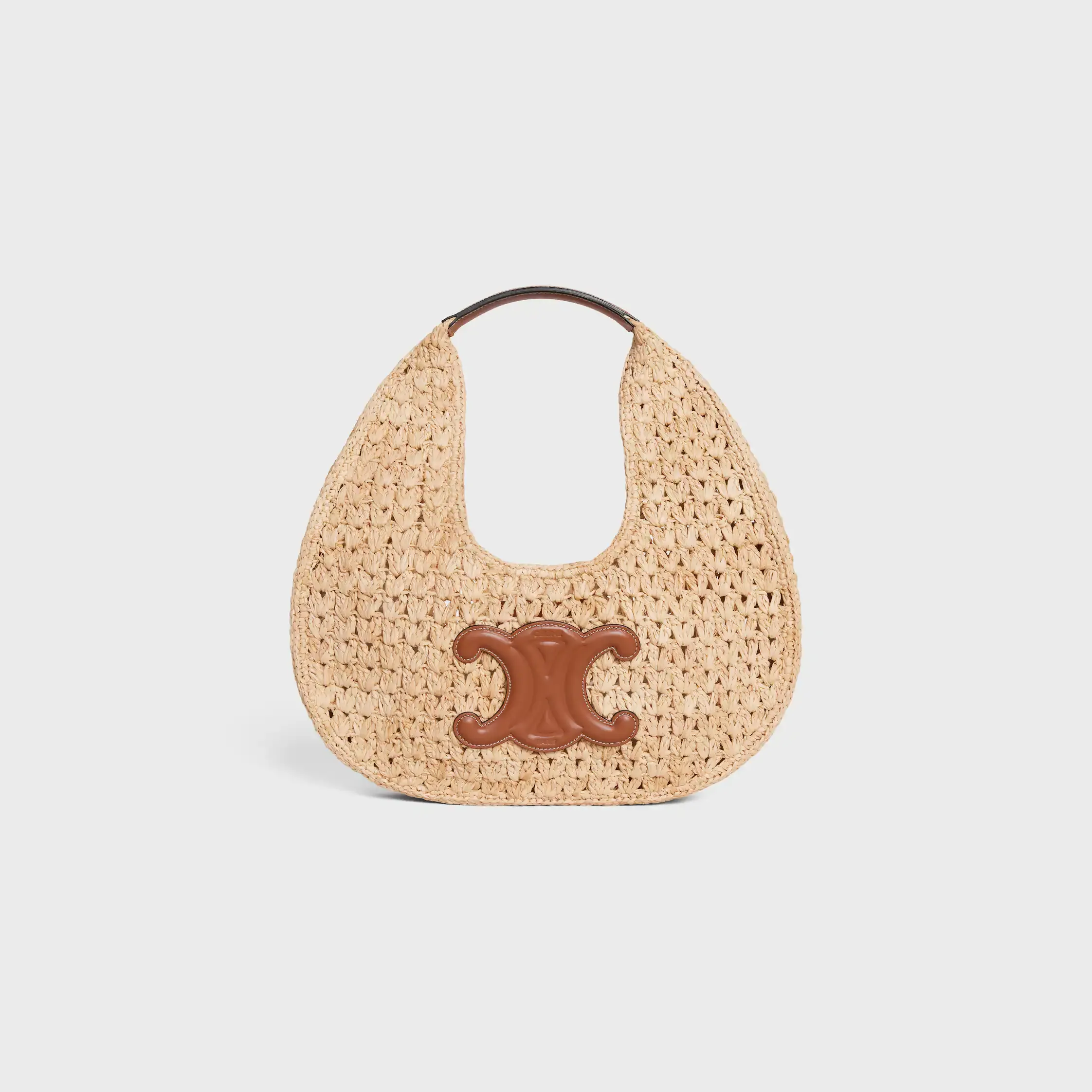bolsa hobo celine clássica em rafia e couro de bezerro