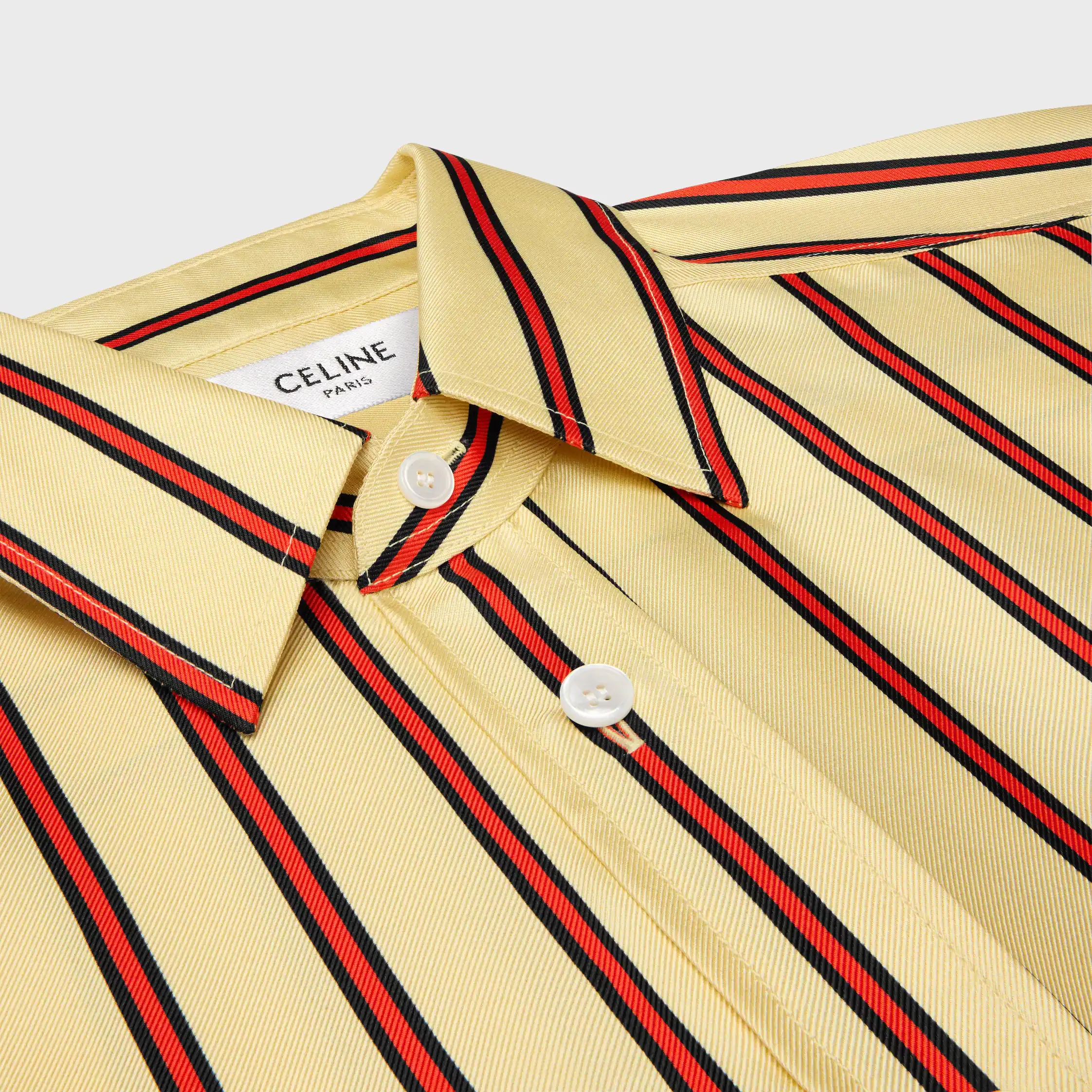 camisa oversized em seda listrada