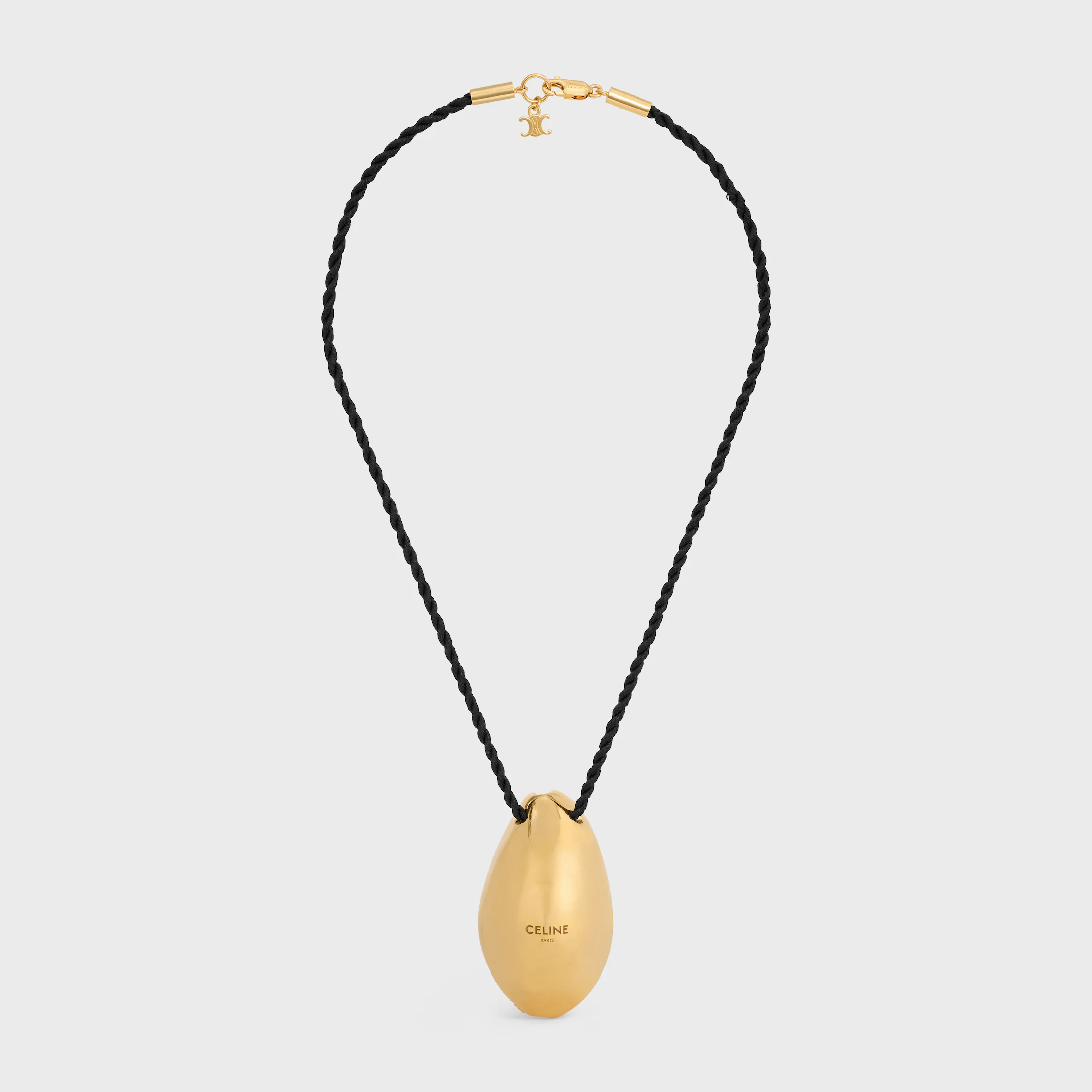 Colar Celine Défilé em Latão com Acabamento Dourado e Seda