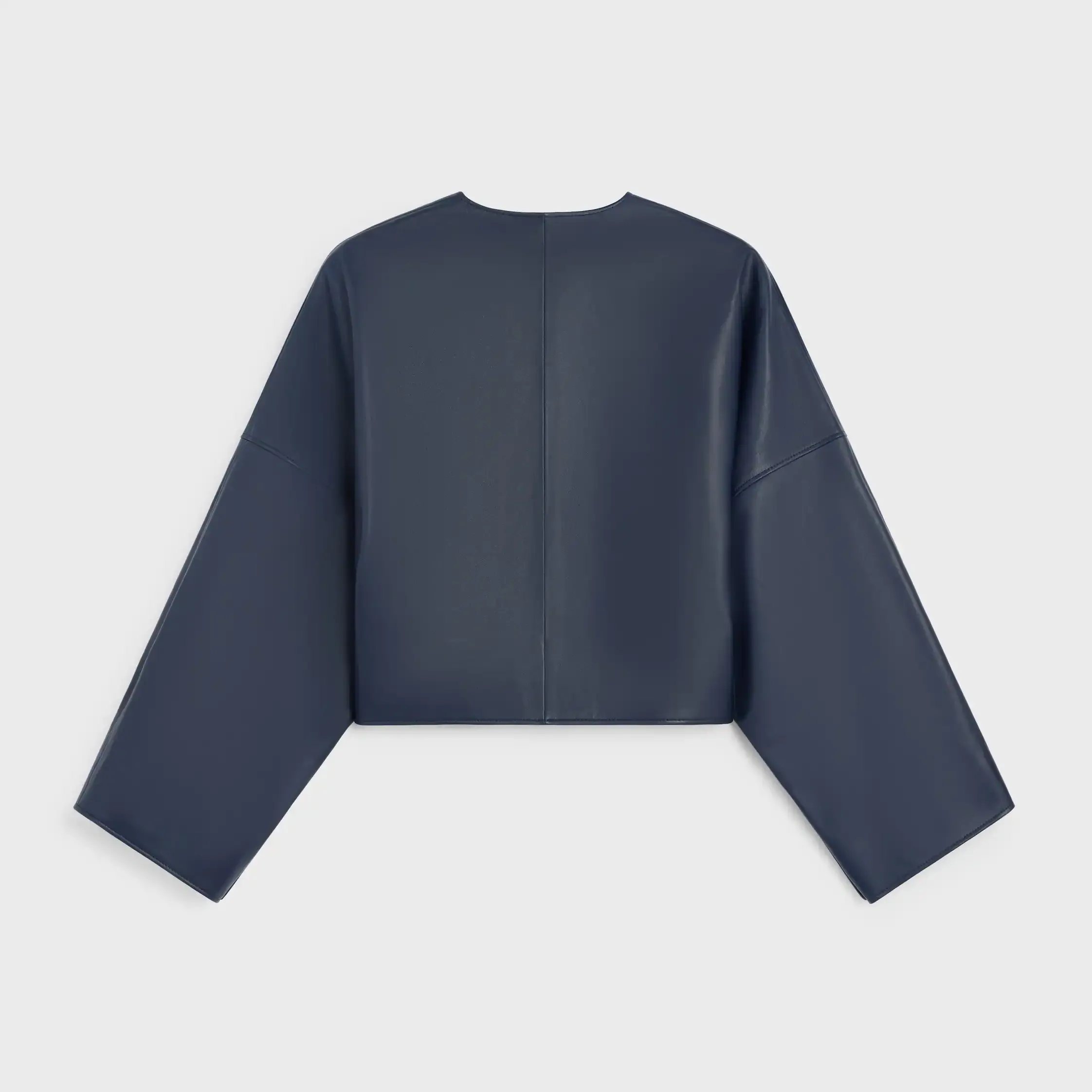 jaqueta cardigan em couro de cordeiro