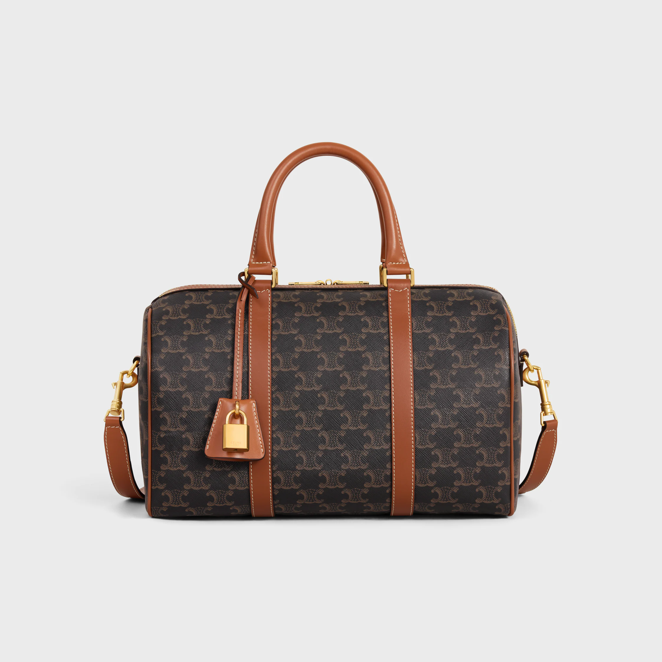 Bolsa grande Boston em tela Triomphe e couro de bezerro
