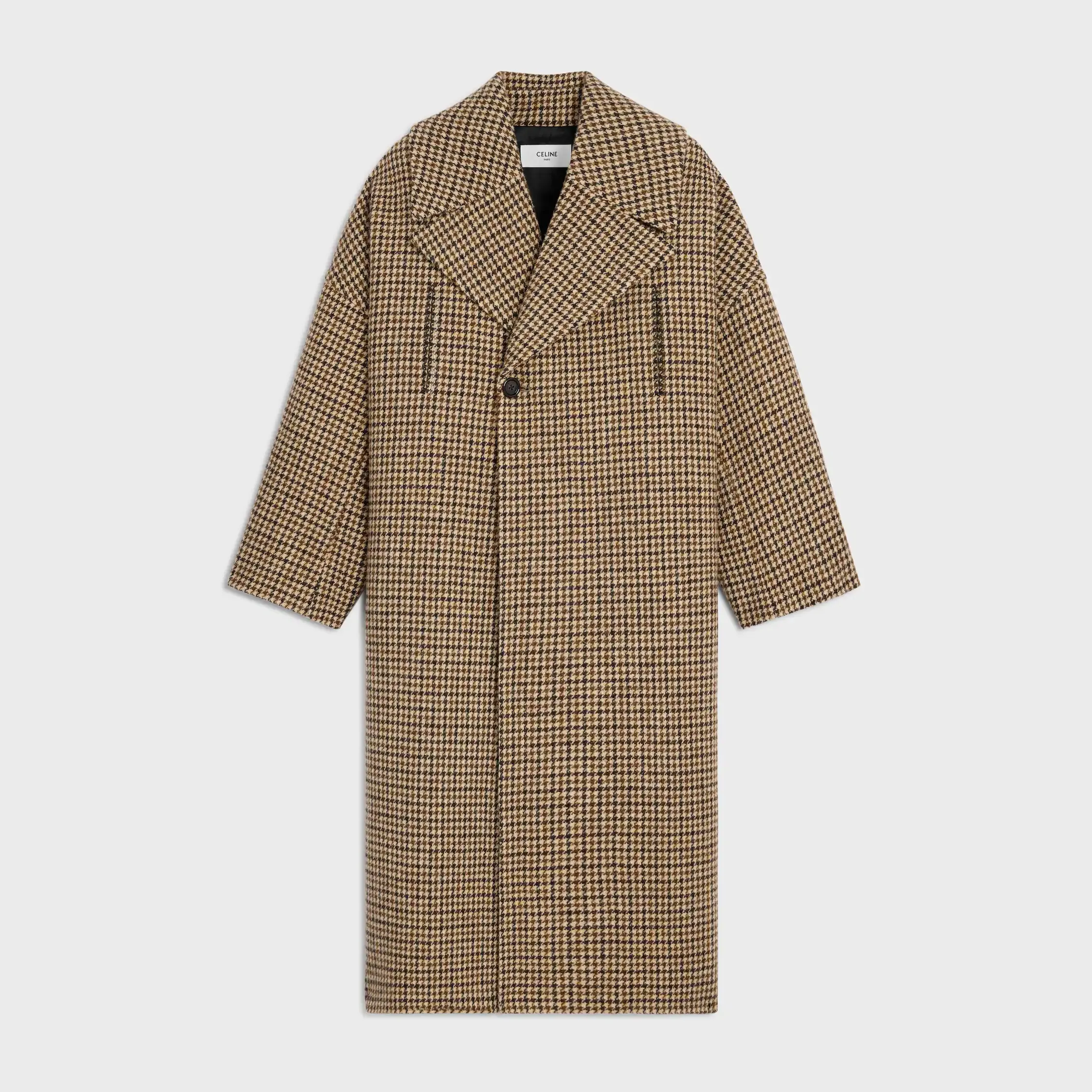 casaco em lã com estampa houndstooth