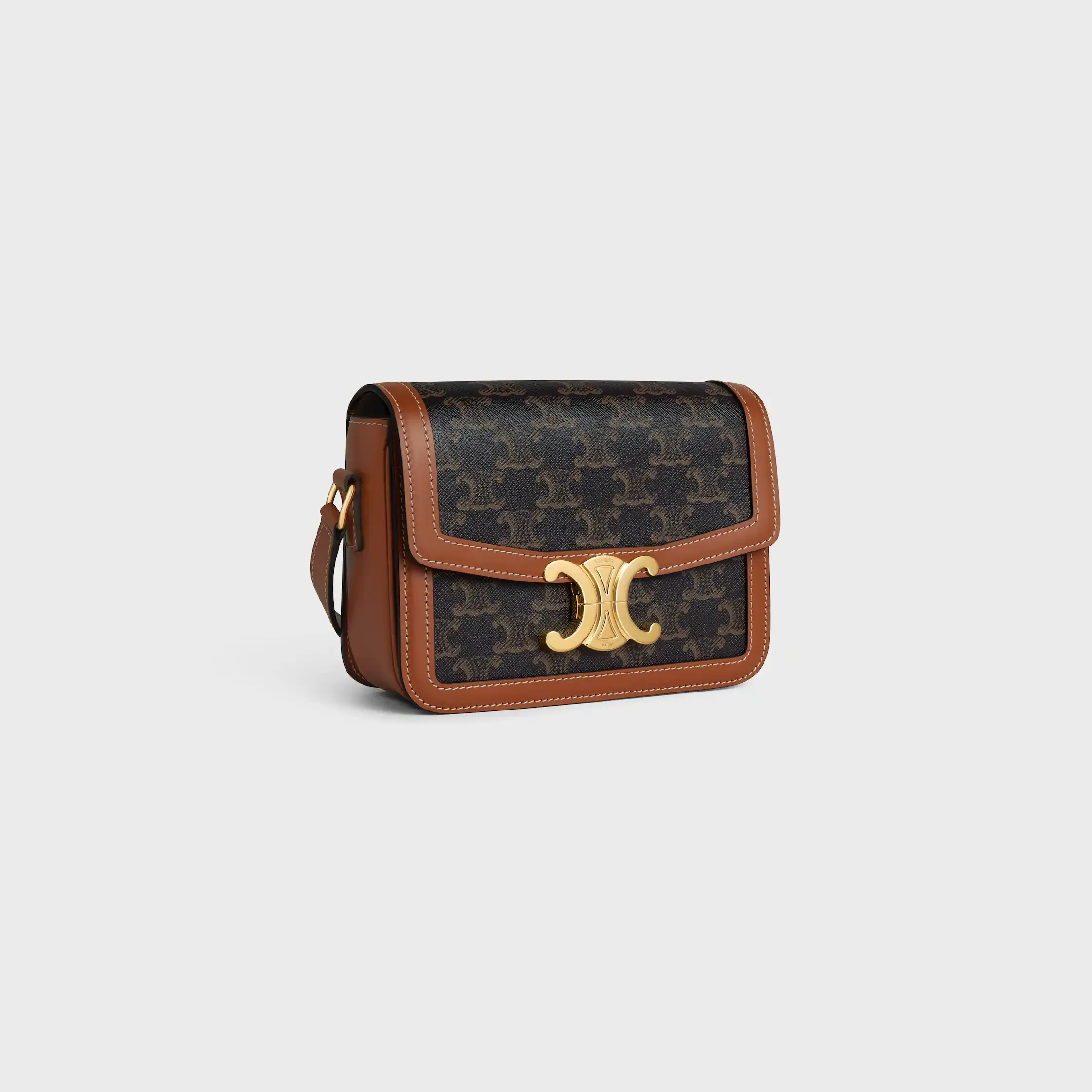 BOLSA TEEN TRIOMPHE EM TECIDO TRIOMPHE E COURO DE VACA