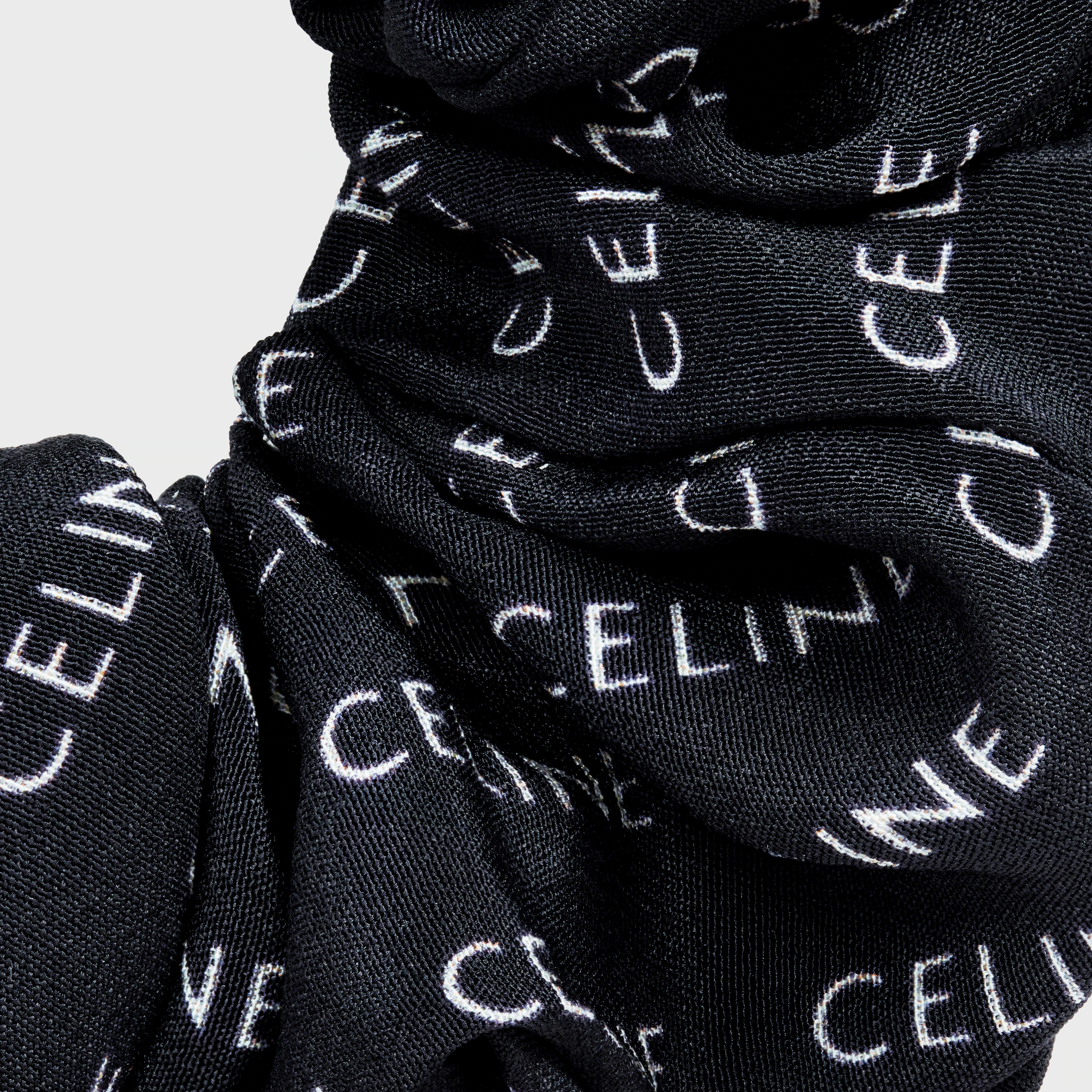 Celine Scrunchy Rayure em Seda e Latão com Acabamento Dourado