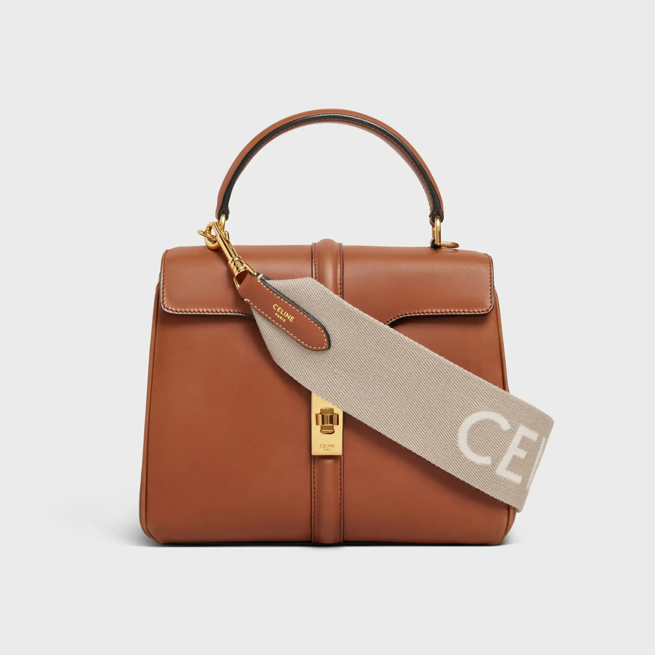 Alça Curta em Lã com Jacquard Celine com Acabamento Dourado