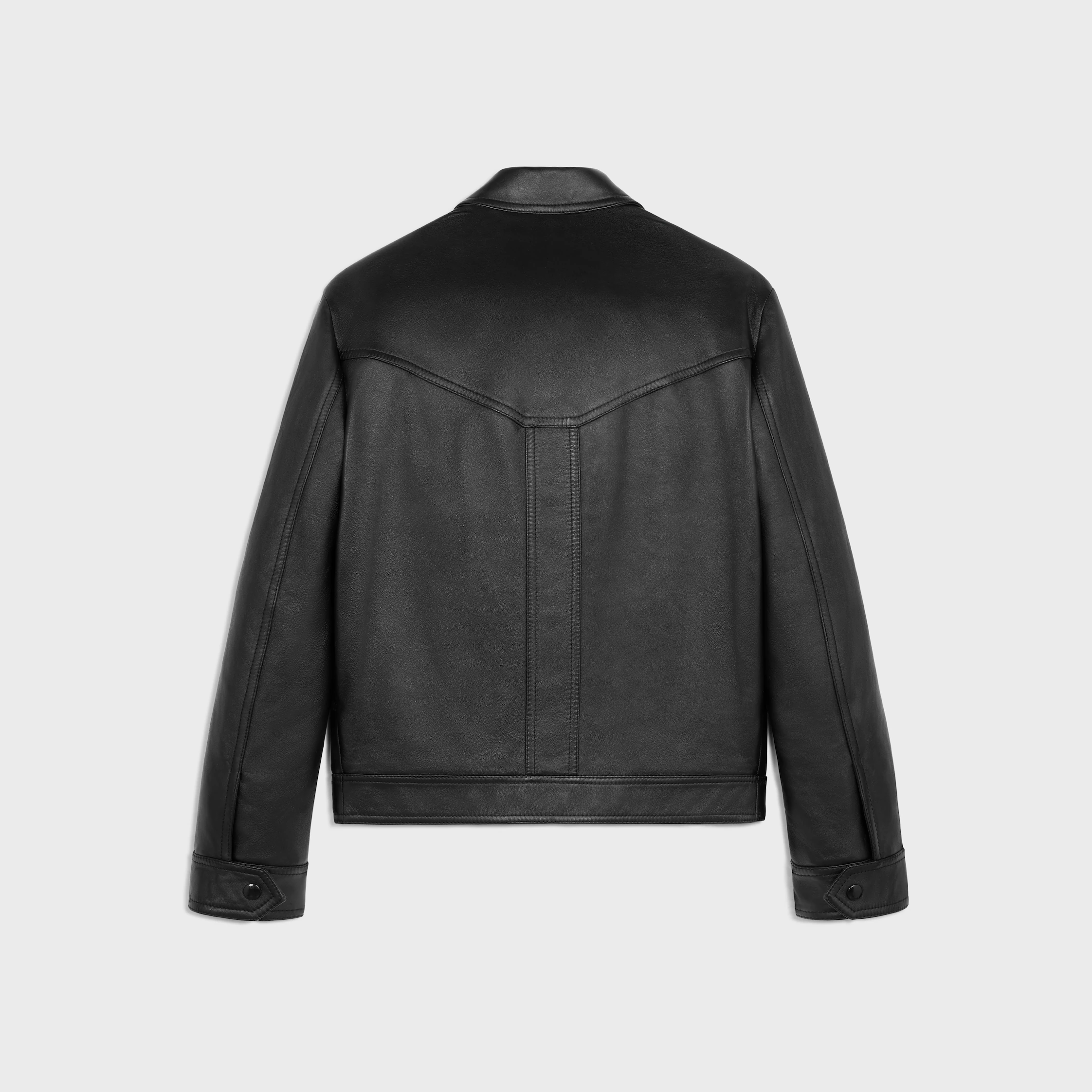jaqueta solta blouson em couro de cordeiro macio