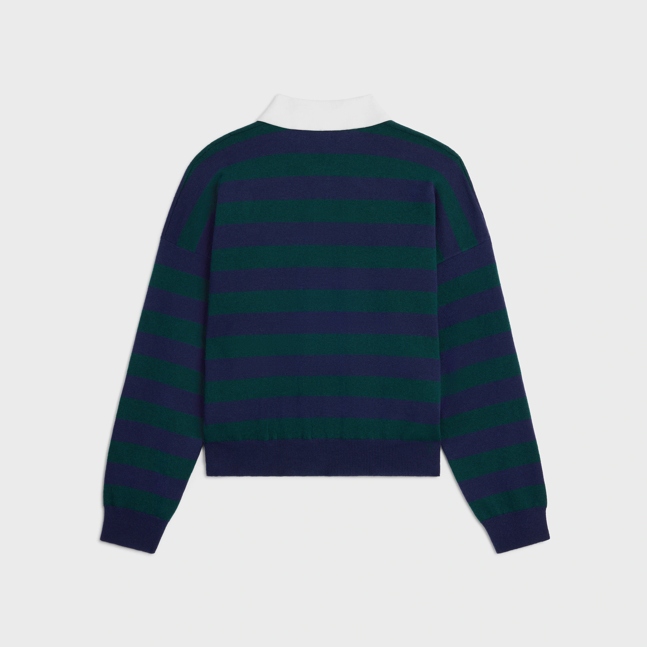 polo de malha em lã com listras