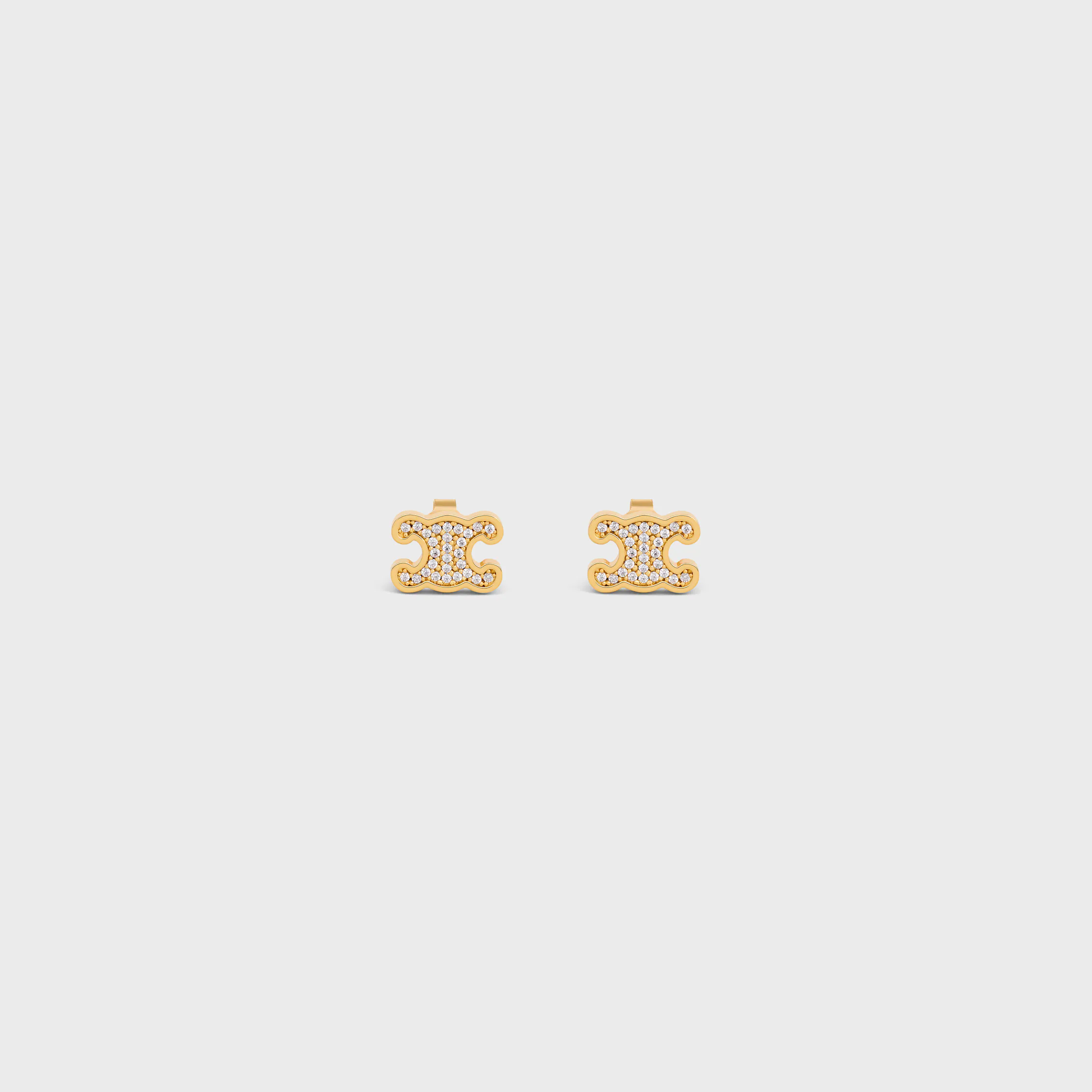 Brincos Triomphe com Strass e Latão com Acabamento Dourado