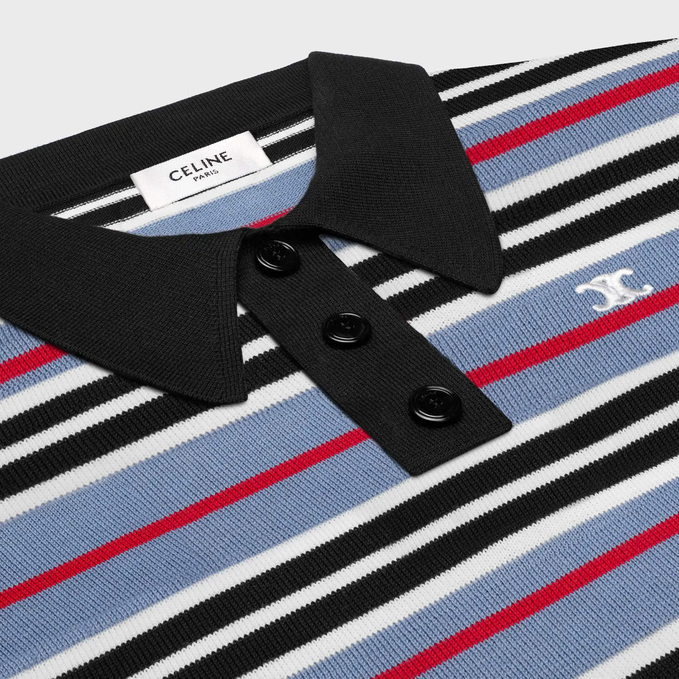 polo cropped em algodão listrado