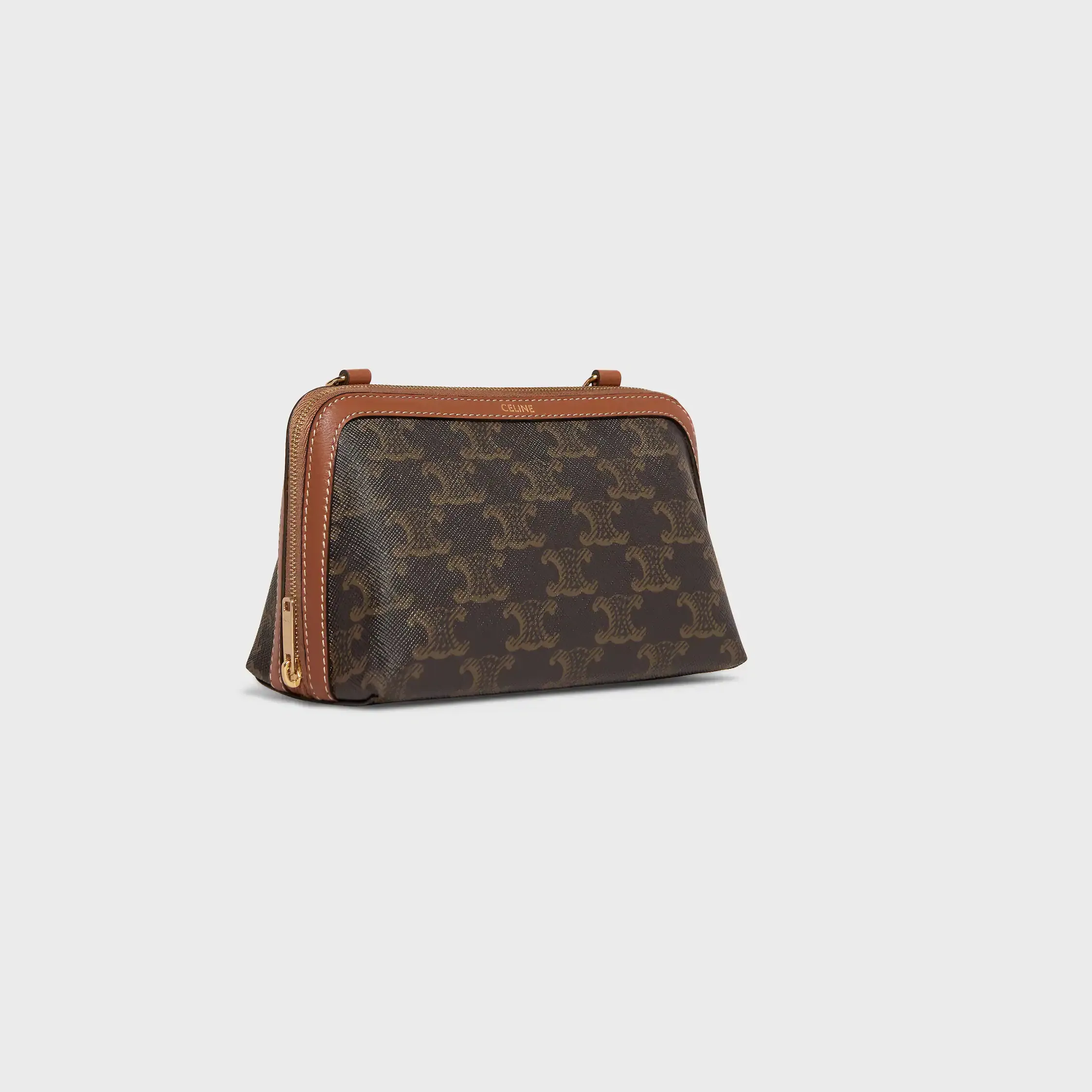Clutch em Corrente IN Triomphe Canvas e Couro de Cordeiro