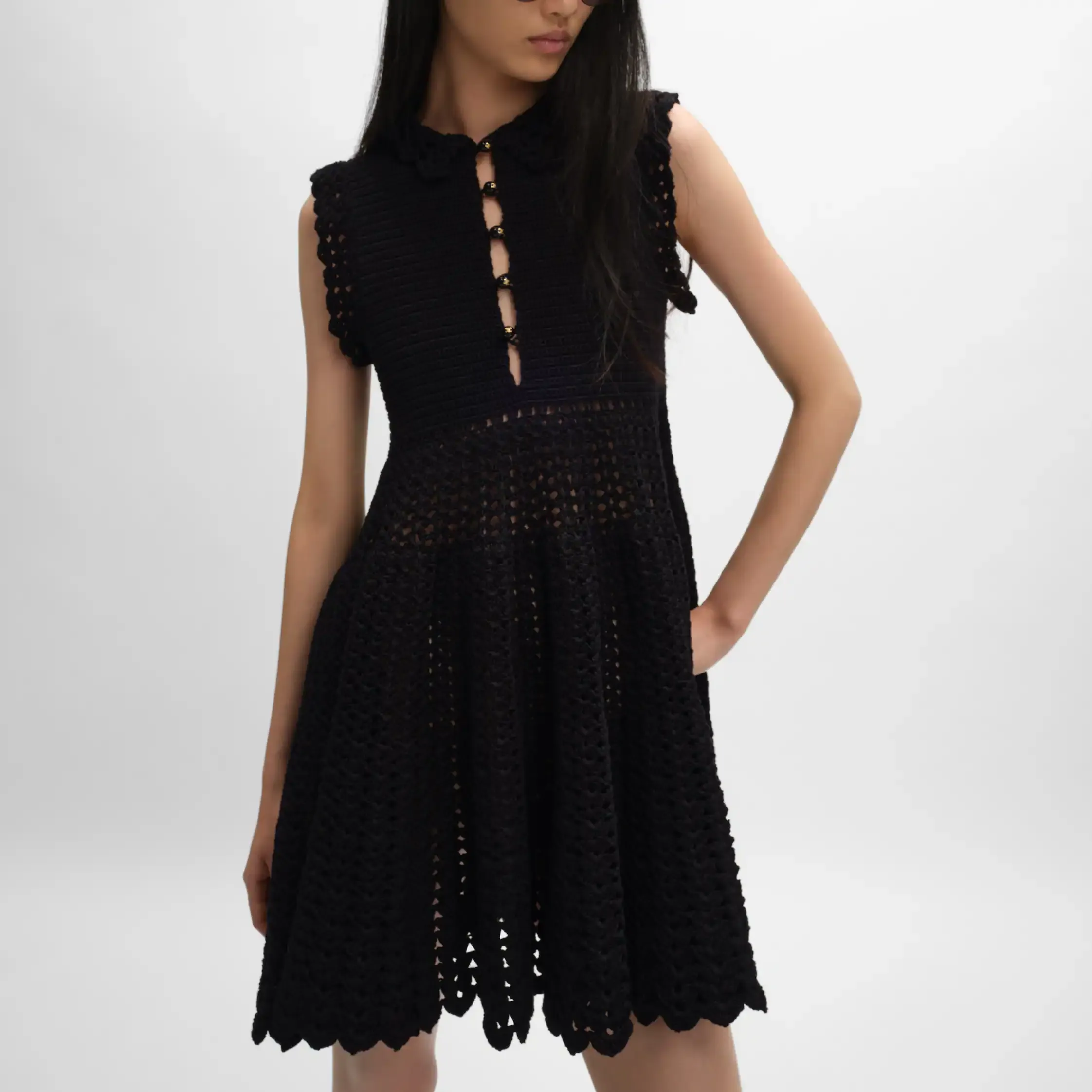 mini vestido em croché de algodão